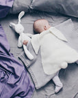 Cute Bunny Knitted Baby Blanket - Soft Acrylic, 41x29 Inches, White & Gray Cozy Sleep Blanket by Baby Lamby at brixbailey.com