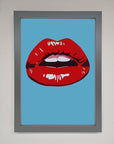 Red Lips Contemporary Framed Poster, luxury modern wall art, stylish bold statement piece, best-selling home decor by Zestio at brixbailey.com