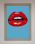 Red Lips Contemporary Framed Poster, luxury modern wall art, stylish bold statement piece, trending home decor, best-selling framed artwork by Zestio at brixbailey.com