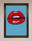 Red Lips Contemporary Framed Poster, luxury modern wall art, stylish bold statement piece, best-selling home decor by Zestio at brixbailey.com