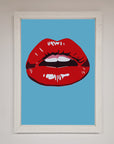 Red Lips Contemporary Framed Poster, luxury modern wall art, stylish bold statement piece, trending home decor, best-selling framed artwork by Zestio at brixbailey.com