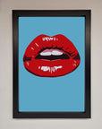 Red Lips Contemporary Framed Poster, luxury modern wall art, stylish bold statement piece, trending home decor by Zestio at brixbailey.com