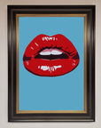 Red Lips Contemporary Framed Poster, luxury modern wall art, stylish bold statement piece, best-selling home decor by Zestio at brixbailey.com