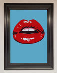 Red Lips Contemporary Framed Poster, luxury modern wall art, stylish bold statement piece, best-selling home decor by Zestio at brixbailey.com