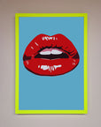 Red Lips Contemporary Framed Poster, bold modern wall art, luxury statement piece, stylish home decor, trending best-selling artwork by Zestio at brixbailey.com