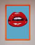 Red Lips contemporary framed poster, luxury modern wall art, stylish bold statement piece, trending best-selling home decor by Zestio at brixbailey.com