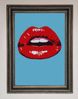 Red Lips Contemporary Framed Poster, modern elegant wall art, bold statement piece, stylish home decor, premium framed print by Zestio at brixbailey.com