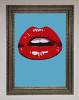 Red Lips Contemporary Framed Poster, modern elegant wall art, bold statement piece, stylish home decor, luxury framed artwork by Zestio at brixbailey.com