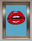 Red Lips Contemporary Framed Poster, luxury modern wall art, stylish bold statement piece, best-selling home decor by Zestio at brixbailey.com