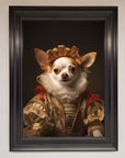 Renaissance Chihuahua framed print, humorous historical art, premium handcrafted decor, stylish home accent by Zestio at brixbailey.com