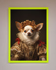 Renaissance Chihuahua framed print, luxury historical art with humor, stylish home decor, premium handcrafted wall art by Zestio at brixbailey.com