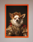 Renaissance Chihuahua framed print, stylish humorous dog art, premium home decor, classic historical charm by Zestio at brixbailey.com