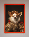 Renaissance Chihuahua framed print, luxury historical art with humor, stylish home decor, premium handcrafted frame by Zestio at brixbailey.com
