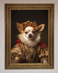 Renaissance Chihuahua framed print, humorous historical art, premium handcrafted home decor, stylish vintage dog portrait by Zestio at brixbailey.com