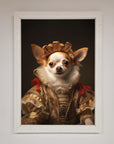 Renaissance Chihuahua framed print, humorous historical art, premium handcrafted decor, stylish home accent by Zestio at brixbailey.com