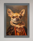 Renaissance Chihuahua framed print, luxury classic art with modern whimsy, stylish home decor, best-selling dog portrait, premium wall art by Zestio at brixbailey.com