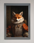 Luxury Renaissance fox framed poster, premium wall art, stylish vintage decor, best-selling animal artwork by Zestio at brixbailey.com