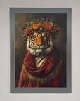 Premium Renaissance Tiger Framed Wall Art, luxury classic wildlife home decor, stylish majestic tiger painting, best-selling elegant framed art by Zestio at brixbailey.com