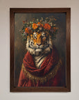 Luxury Renaissance Tiger Framed Wall Art, premium classic wildlife home decor, elegant handcrafted tiger painting, stylish statement piece by Zestio at brixbailey.com