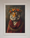 Premium Renaissance Tiger Framed Wall Art, luxury handcrafted wildlife home decor, elegant majestic tiger painting, stylish classic artwork by Zestio at brixbailey.com
