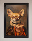 Renaissance Chihuahua framed print, luxury classic art with modern whimsy, stylish home decor, premium wall art, trending best-selling dog portrait by Zestio at brixbailey.com