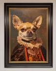 Renaissance Chihuahua framed print, luxury classic art with modern whimsy, stylish home decor, premium handcrafted wall art by Zestio at brixbailey.com