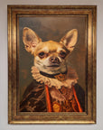 Renaissance Chihuahua framed print, luxury classic art with modern whimsy, stylish home decor, premium wall art, best-selling dog portrait by Zestio at brixbailey.com