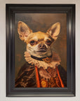 Renaissance Chihuahua framed print, luxury classic art with modern whimsy, stylish home decor, premium handcrafted wall art by Zestio at brixbailey.com