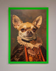 Renaissance Chihuahua framed print, luxury classic art with modern whimsy, stylish home decor, premium handcrafted wall art by Zestio at brixbailey.com