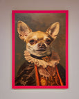 Renaissance Chihuahua framed print, luxury classic art with modern whimsy, stylish home decor, best-selling dog portrait, premium wall art by Zestio at brixbailey.com
