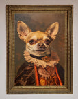 Renaissance Chihuahua framed print, luxury classic art with modern whimsy, stylish home decor, premium handcrafted wall art by Zestio at brixbailey.com