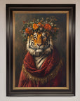 Premium Renaissance Tiger Framed Wall Art, luxury classic wildlife home decor, elegant majestic tiger painting, stylish framed art for office or living room by Zestio at brixbailey.com