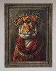 Luxury renaissance tiger framed wall art, premium handcrafted classic elegance and wild beauty, stylish home decor by Zestio at brixbailey.com