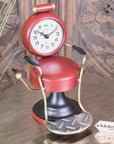 Retro Barber Clock Red Hairdressing Chair