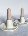 Ridged Stoneware Candle Holder