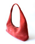 Riviera Shoulder Hobo in Coral Suede