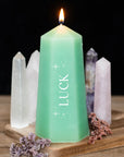 Luck Crystal Candle with Rough Green Aventurine