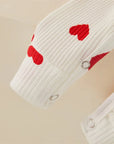 Heart Print Romper + Bow Headdress Set for Baby Girls - Soft Polyester Spring & Autumn Outfit by Baby Lamby at brixbailey.com