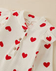 Heart Print Romper + Bow Headdress Set for Baby Girls - Soft Polyester Spring & Autumn Outfit by Baby Lamby at brixbailey.com