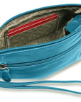 SADDLER SCARLETT Leather Zip Top Mini Clutch - Phone Holder with Detachable Wrist Strap - RFID Protected