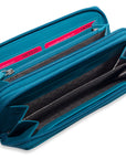 SADDLER GABRIELLA Leather Double Zip Around Purse - 8 Card Slots, Phone Pocket, and Coin Purse - RFID Protected