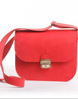 Large Natural Leather Saddle Bag in Red