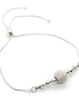 Sterling Silver Purple Crystal Ball Sliding Adjustable Bracelet