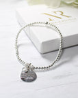 Sterling Silver True Friend Beaded Heart Charm Friendship Bracelet