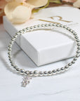 Teddy bear Charm Sterling Silver Stacking Bracelet