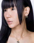Midnight Scene Rose Quartz and Black Enamel Gold Necklace