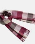 Natural Baby Alpaca Wool Check Midi Scarf for Women