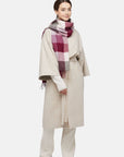 Natural Baby Alpaca Wool Check Midi Scarf for Women