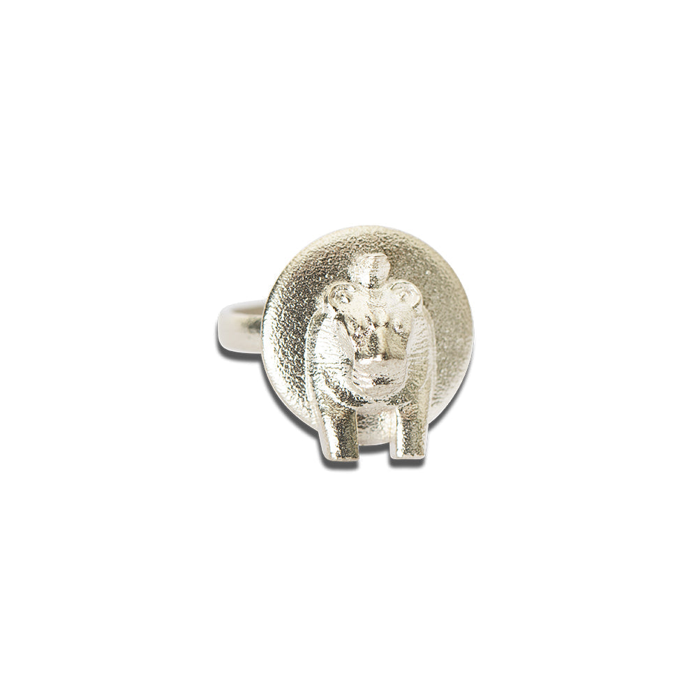 Sekhmet Fire Necklace Ring in Silver