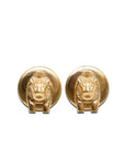 Fire Stud Earrings with 3D Etched Lion Design